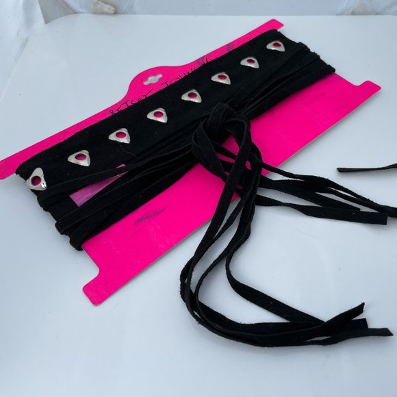 Betsey Jo Accessories - Betsey Johnson Headband Black Suede Heart Wrap Hea